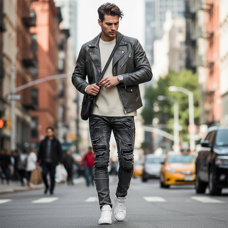 Herren Jeans mit Slim-Fit Schnitt und Destroyed Look | A&B - 4 - Annoboutique