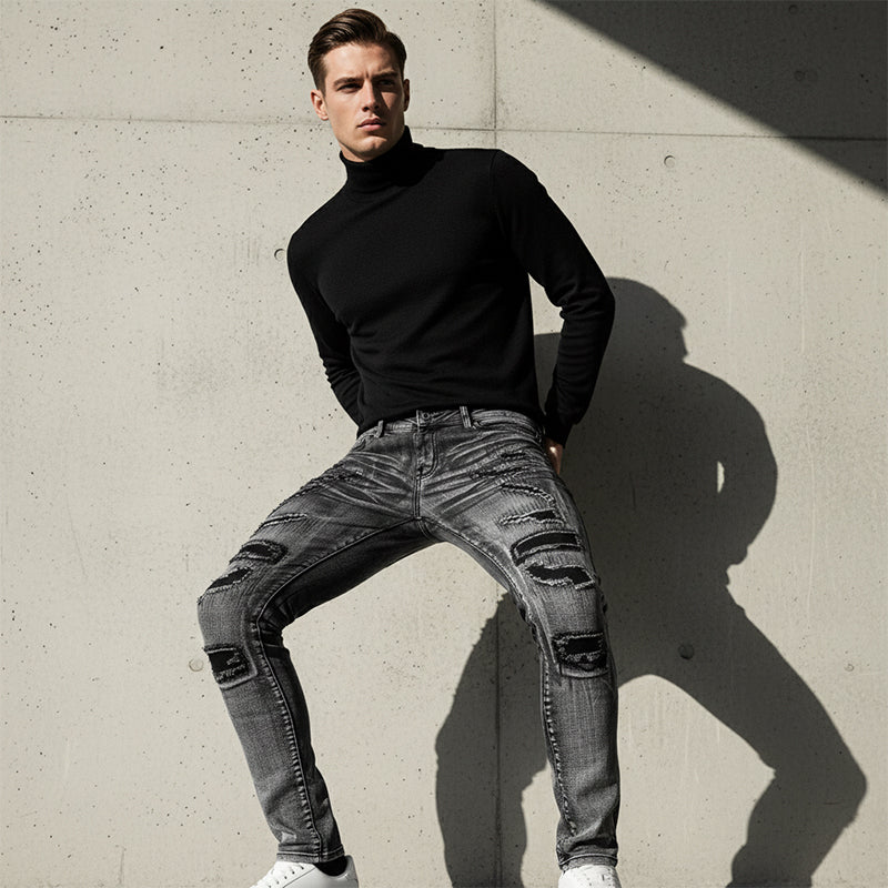 Herren Jeans mit Slim-Fit Schnitt und Destroyed Look | A&B - 5 - Annoboutique