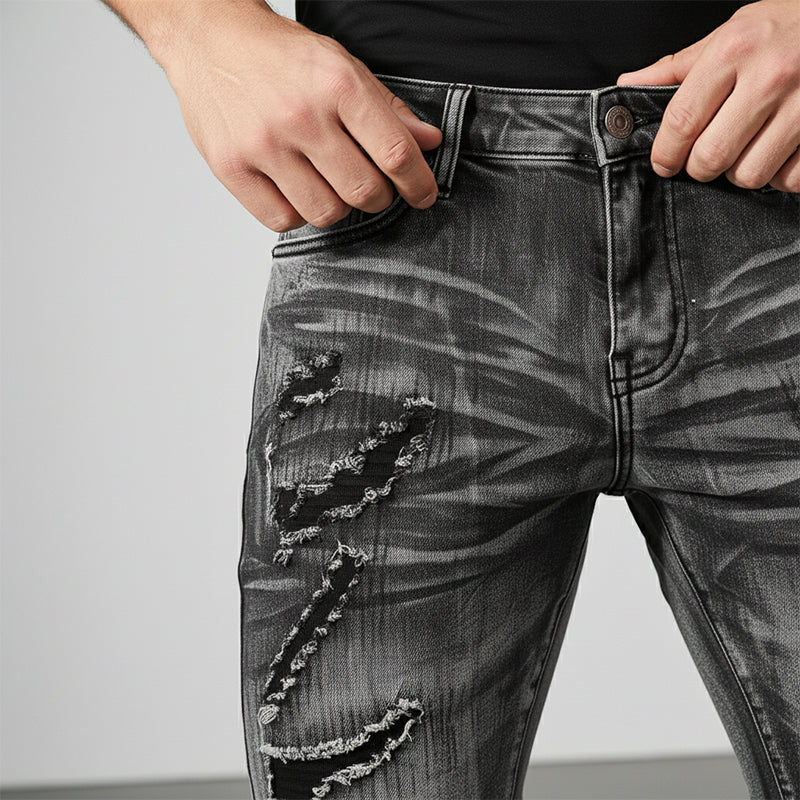 Herren Jeans mit Slim-Fit Schnitt und Destroyed Look | A&B - 6 - Annoboutique