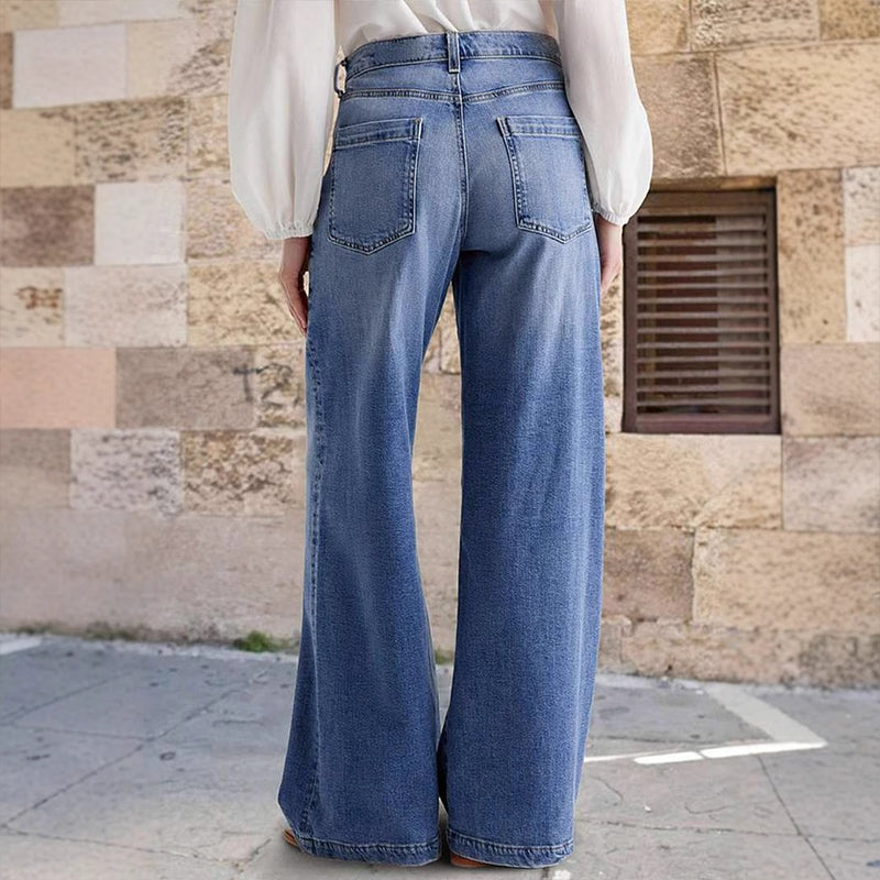 Hochtaillierte Damen Jeans mit weitem Bein | A&B - 2 - Annoboutique
