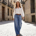 Hochtaillierte Damen Jeans mit weitem Bein | A&B - 5 - Annoboutique