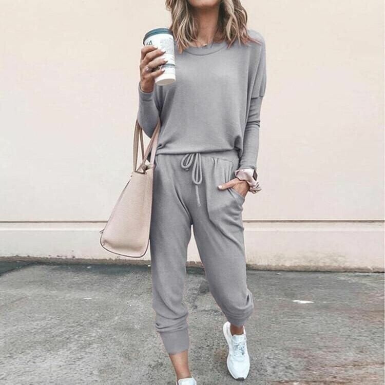 Zweiteiliges Set Damen mit lässigem Schnitt und elastischem Bund | A&B - 4 - Annoboutique