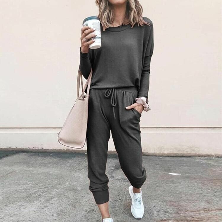 Zweiteiliges Set Damen mit lässigem Schnitt und elastischem Bund | A&B - 5 - Annoboutique