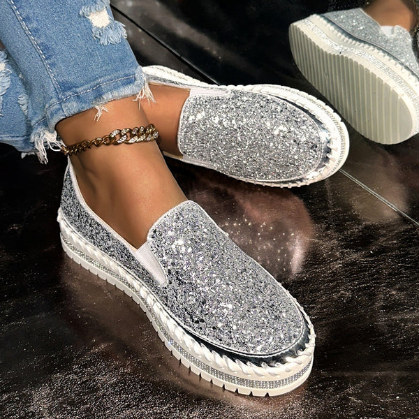 Slip-On Schuhe Damen mit Glitzer-Details und bequemer Passform | A&B - 1 - Annoboutique