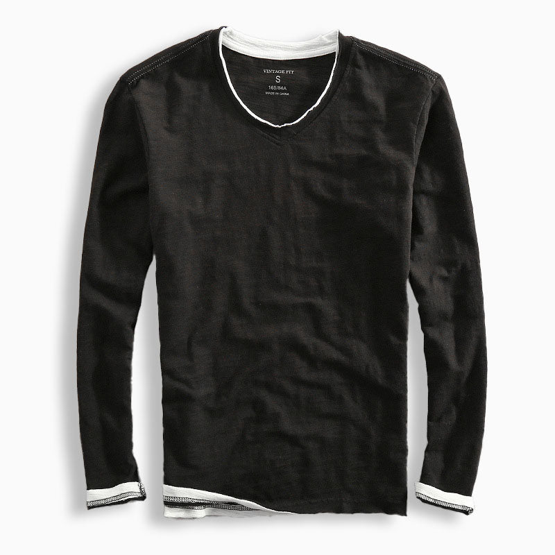 Herren V-Neck Shirt mit lässigem Schnitt und Kontrastdetails | A&B - 3 - Annoboutique