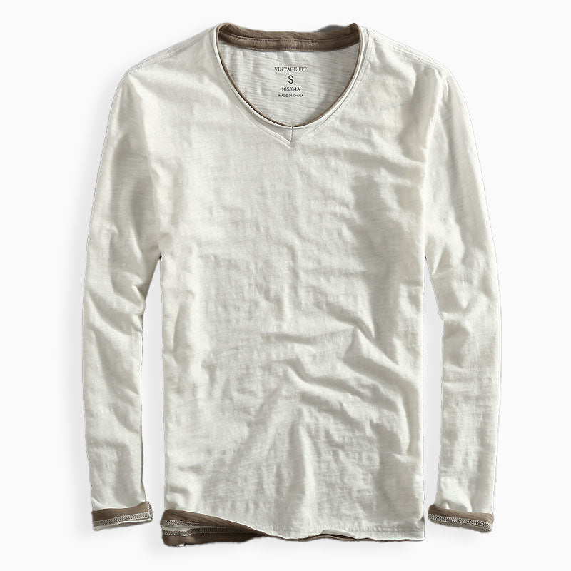 Herren V-Neck Shirt mit lässigem Schnitt und Kontrastdetails | A&B - 4 - Annoboutique