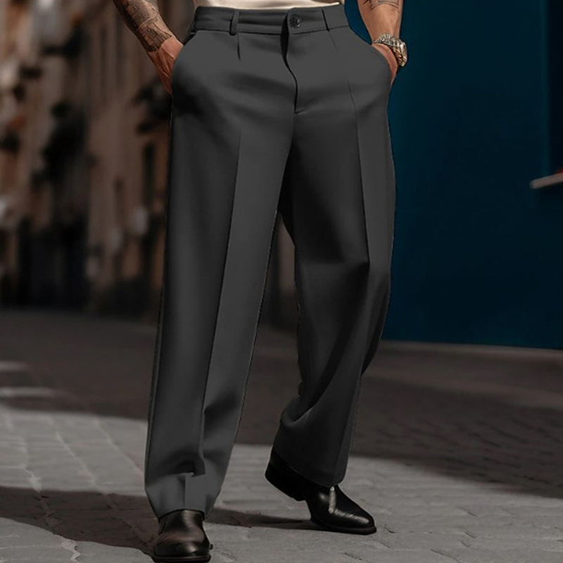 Herren-Hose mit weitem Bein und eleganter Bundfalte | A&B - 3 - Annoboutique