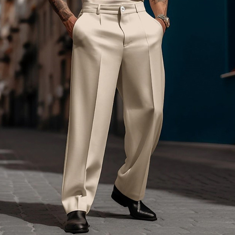 Herren-Hose mit weitem Bein und eleganter Bundfalte | A&B - 5 - Annoboutique