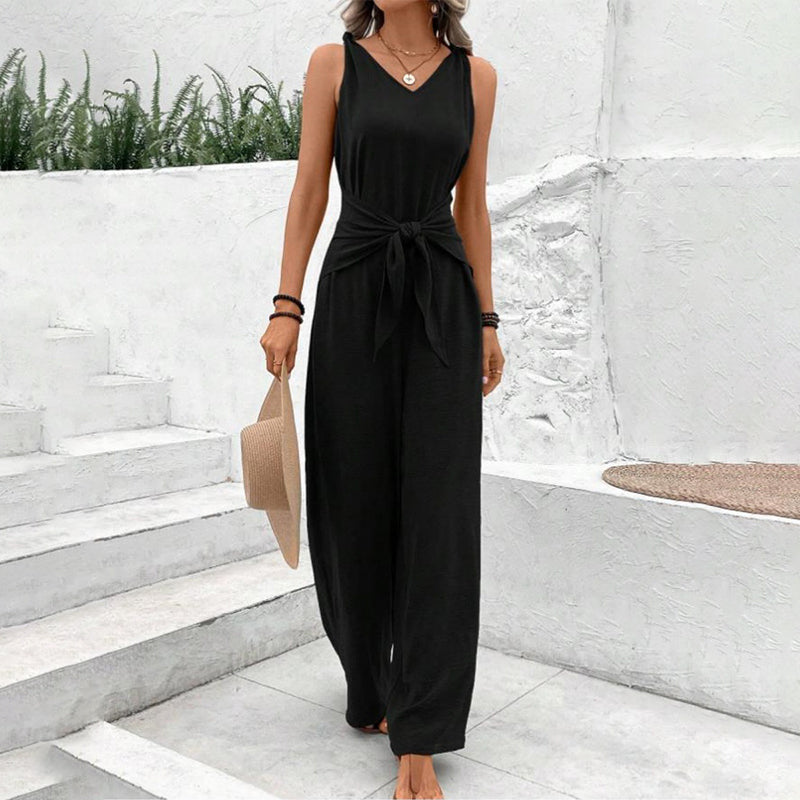 Jumpsuit Damen mit tailliertem Schnitt und weitem Bein | A&B - 4 - Annoboutique