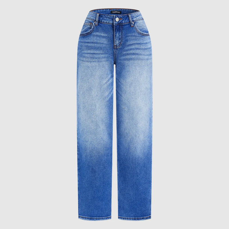 Weite Damenjeans mit lässiger Silhouette und hohem Bund | A&B - 11 - Annoboutique