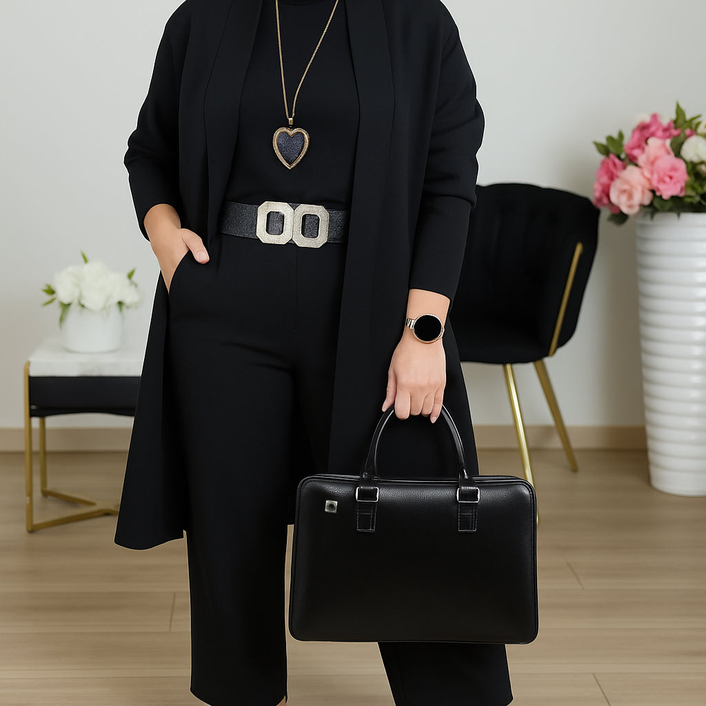 Outfit Damen mit lässiger Passform und langem Cardigan | A&B - 3 - Annoboutique