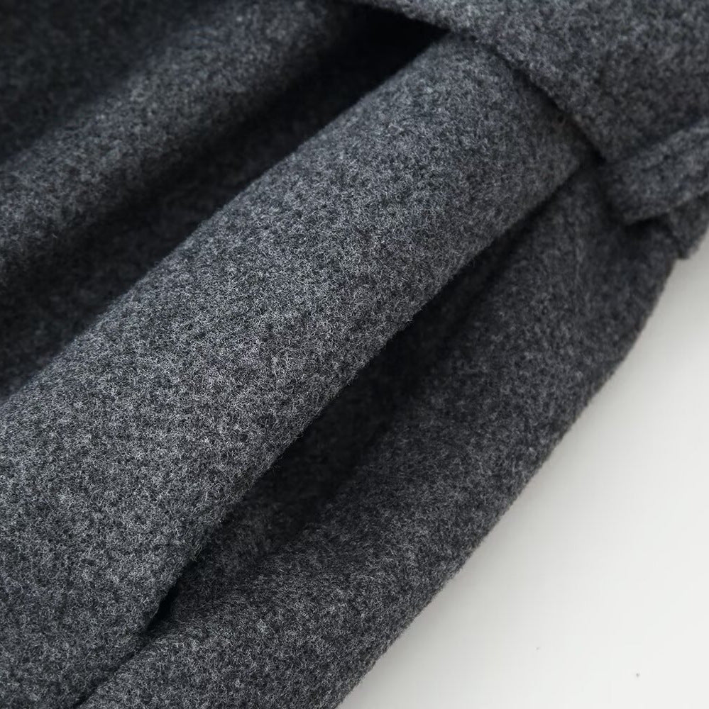 Damenmantel mit hohem Stehkragen und taillierendem Bindegürtel | A&B - 3 - Annoboutique