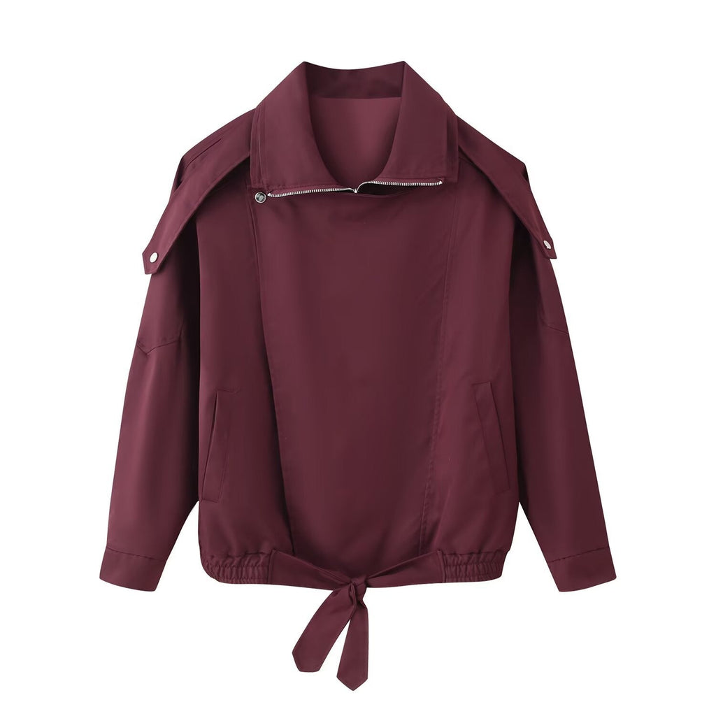 Damen Jacke mit asymmetrischem Reißverschluss und Taillenzug | A&B - 1 - Annoboutique