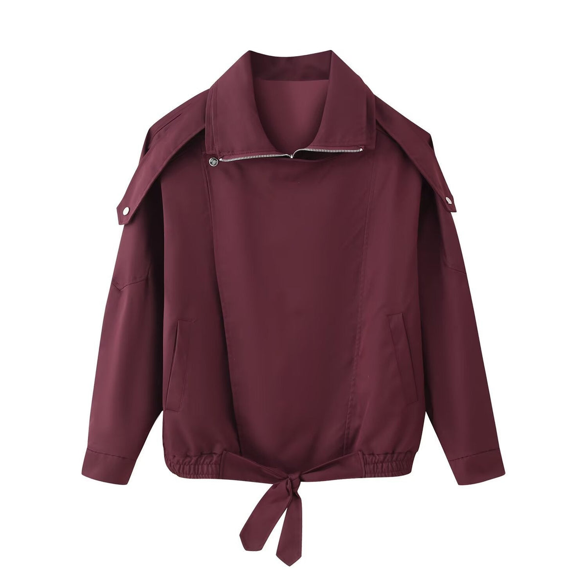 Damen Jacke mit asymmetrischem Reißverschluss und Taillenzug | A&B - 1 - Annoboutique