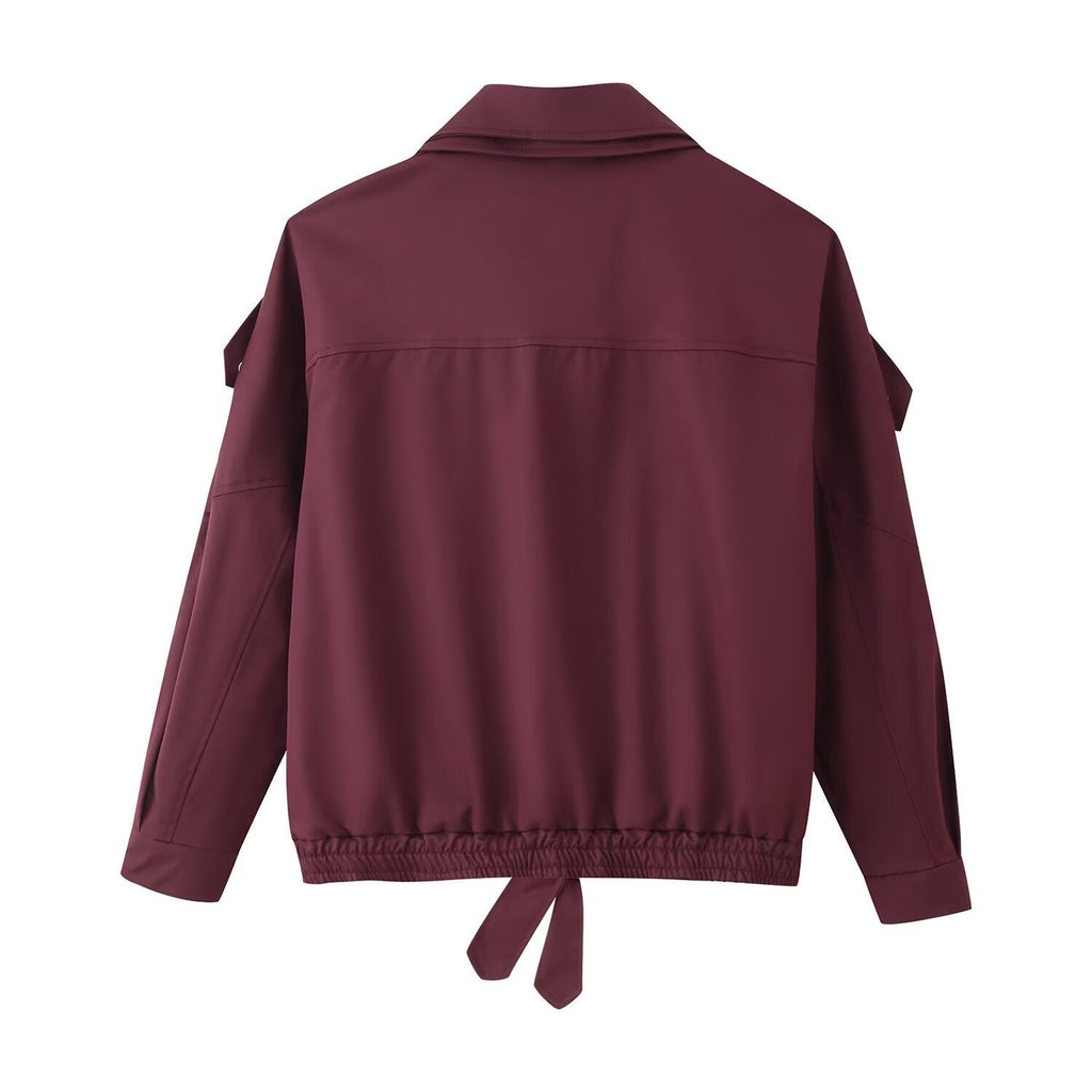 Damen Jacke mit asymmetrischem Reißverschluss und Taillenzug | A&B - 2 - Annoboutique