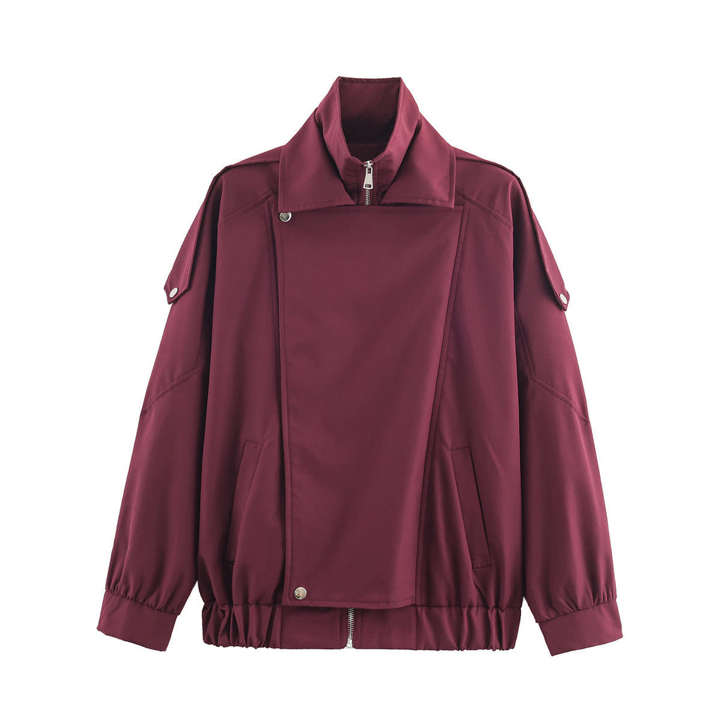 Damen Jacke mit asymmetrischem Reißverschluss und Taillenzug | A&B - 3 - Annoboutique