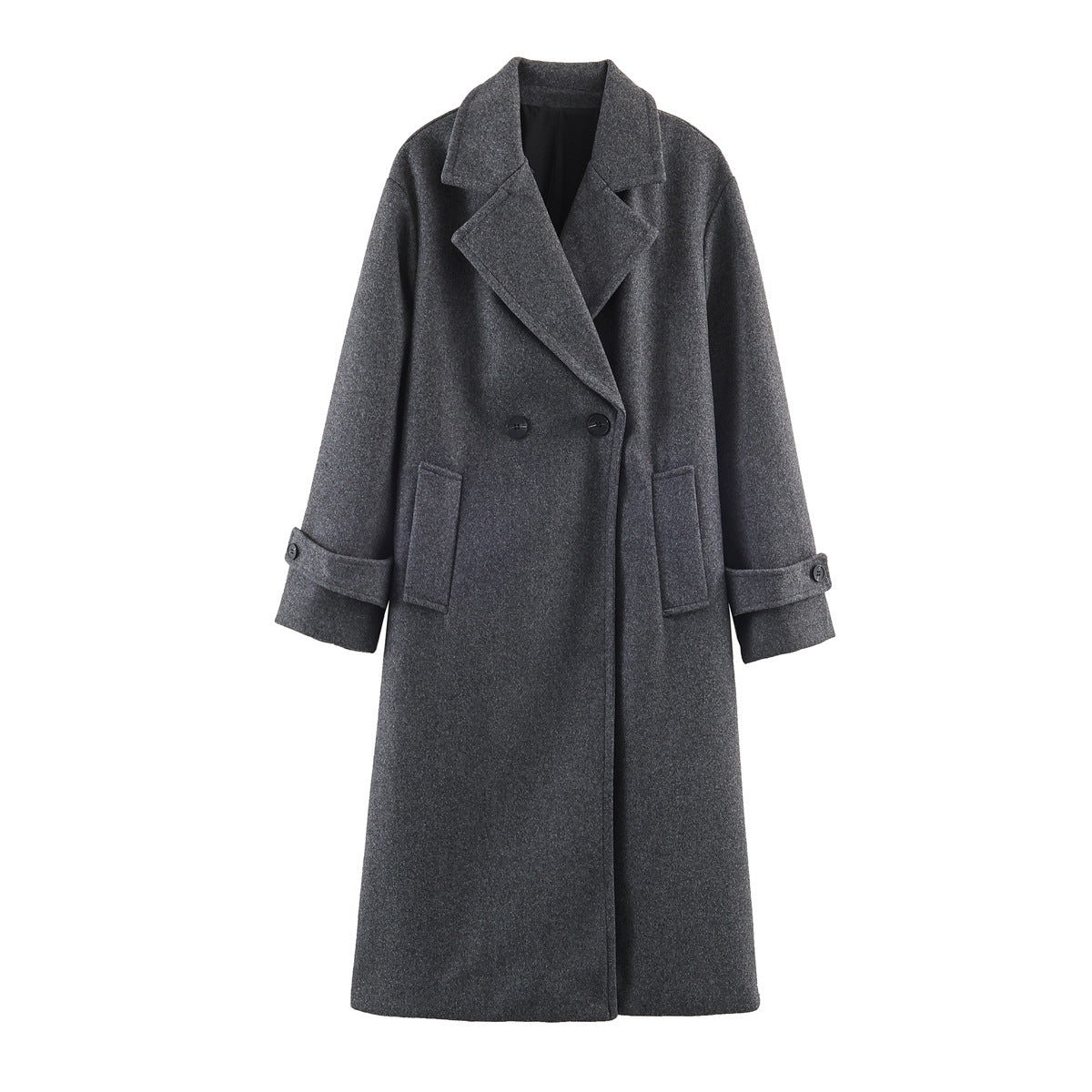 Oversize Damenmantel mit breitem Revers und doppeltem Knopfverschluss | A&B - 1 - Annoboutique