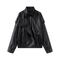 Bikerjacke Damen im Oversized-Schnitt mit asymmetrischem Kragen | A&B - 5 - Annoboutique