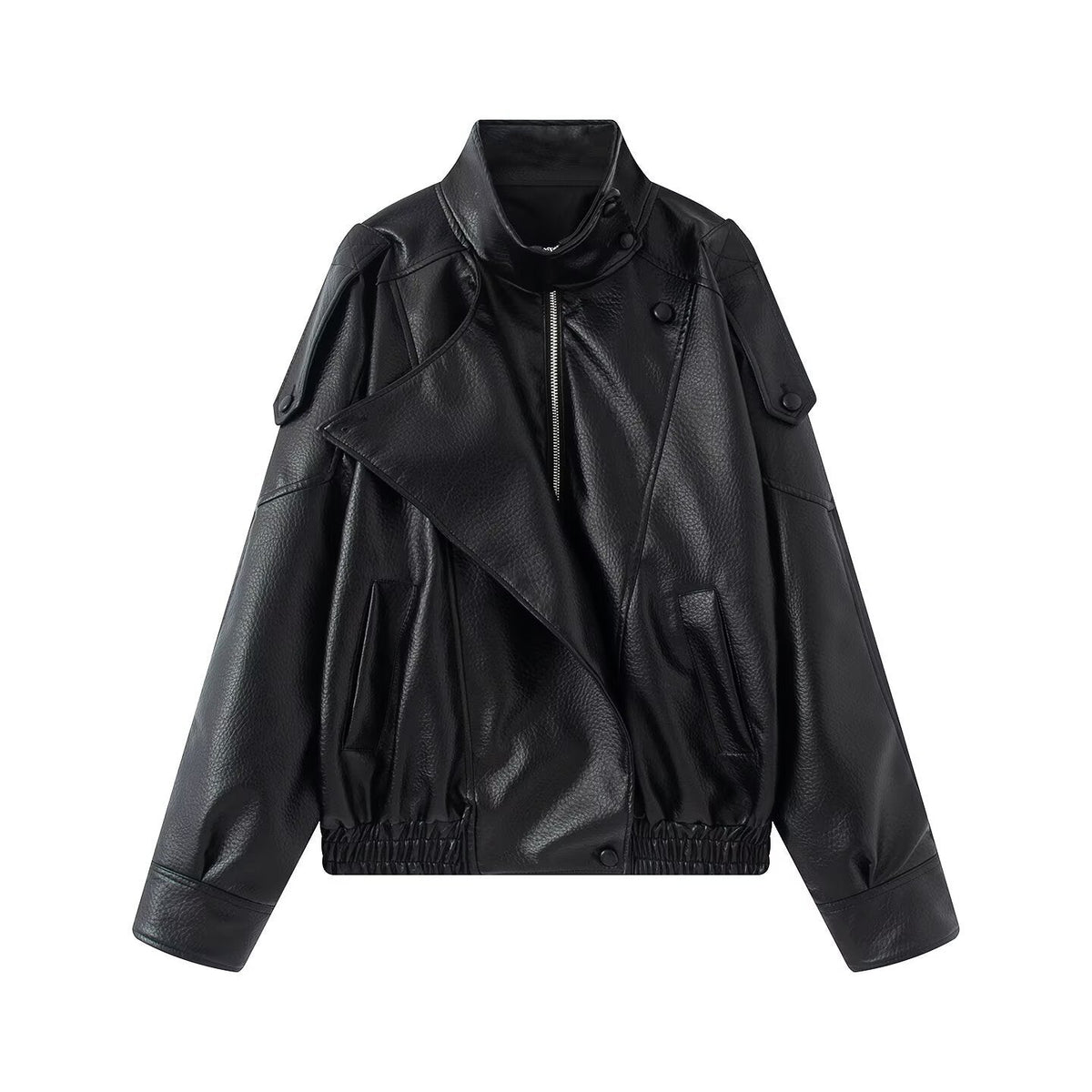 Bikerjacke Damen im Oversized-Schnitt mit asymmetrischem Kragen | A&B - 5 - Annoboutique