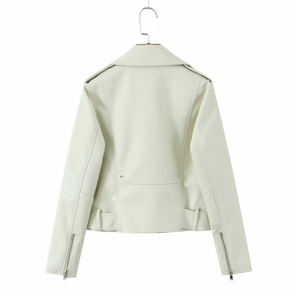 Bikerjacke Damen mit asymmetrischem Reißverschluss und taillierter Passform | A&B - 2 - Annoboutique