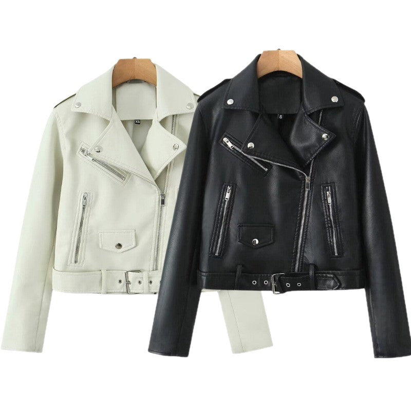 Bikerjacke Damen mit asymmetrischem Reißverschluss und taillierter Passform | A&B - 3 - Annoboutique