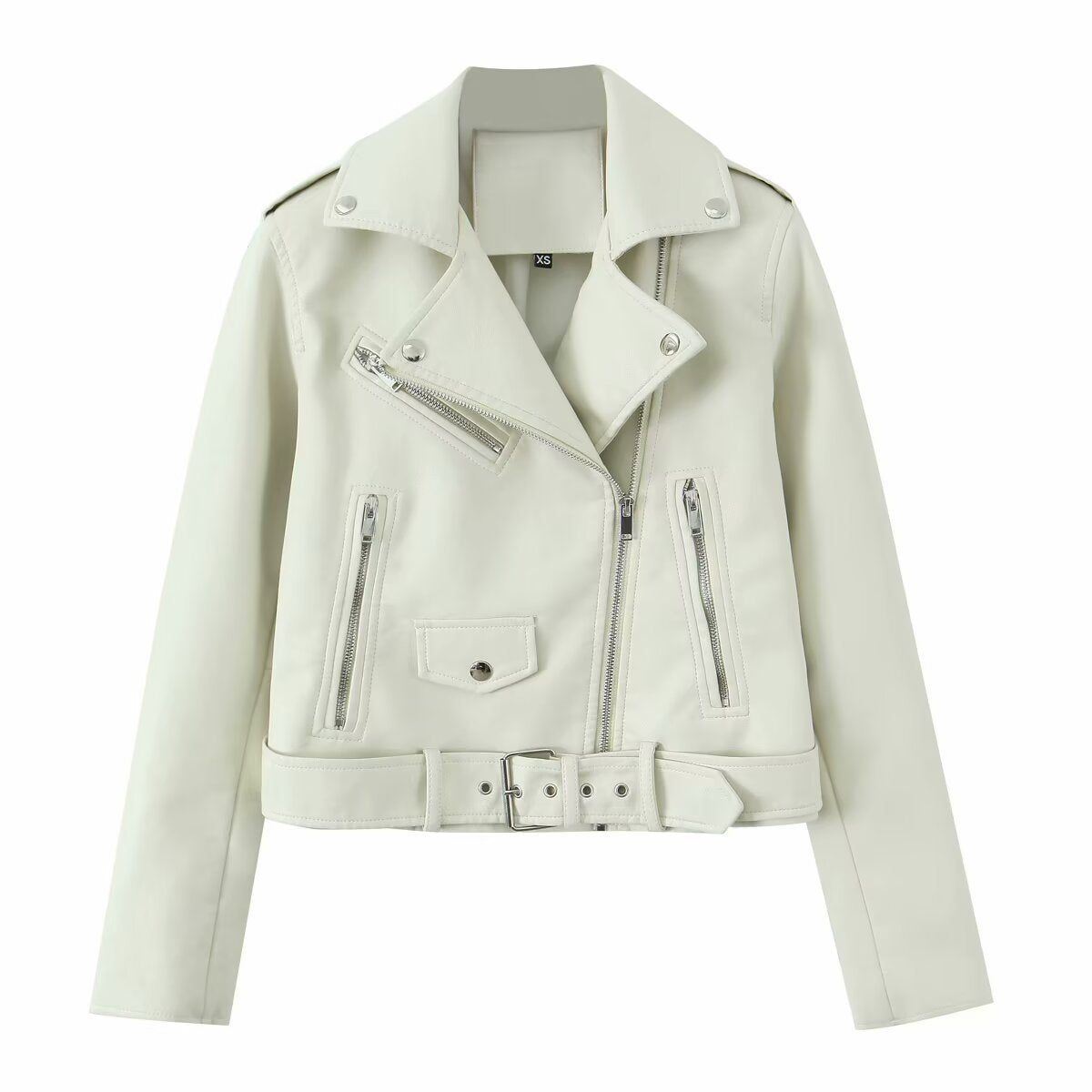 Bikerjacke Damen mit asymmetrischem Reißverschluss und taillierter Passform | A&B - 4 - Annoboutique