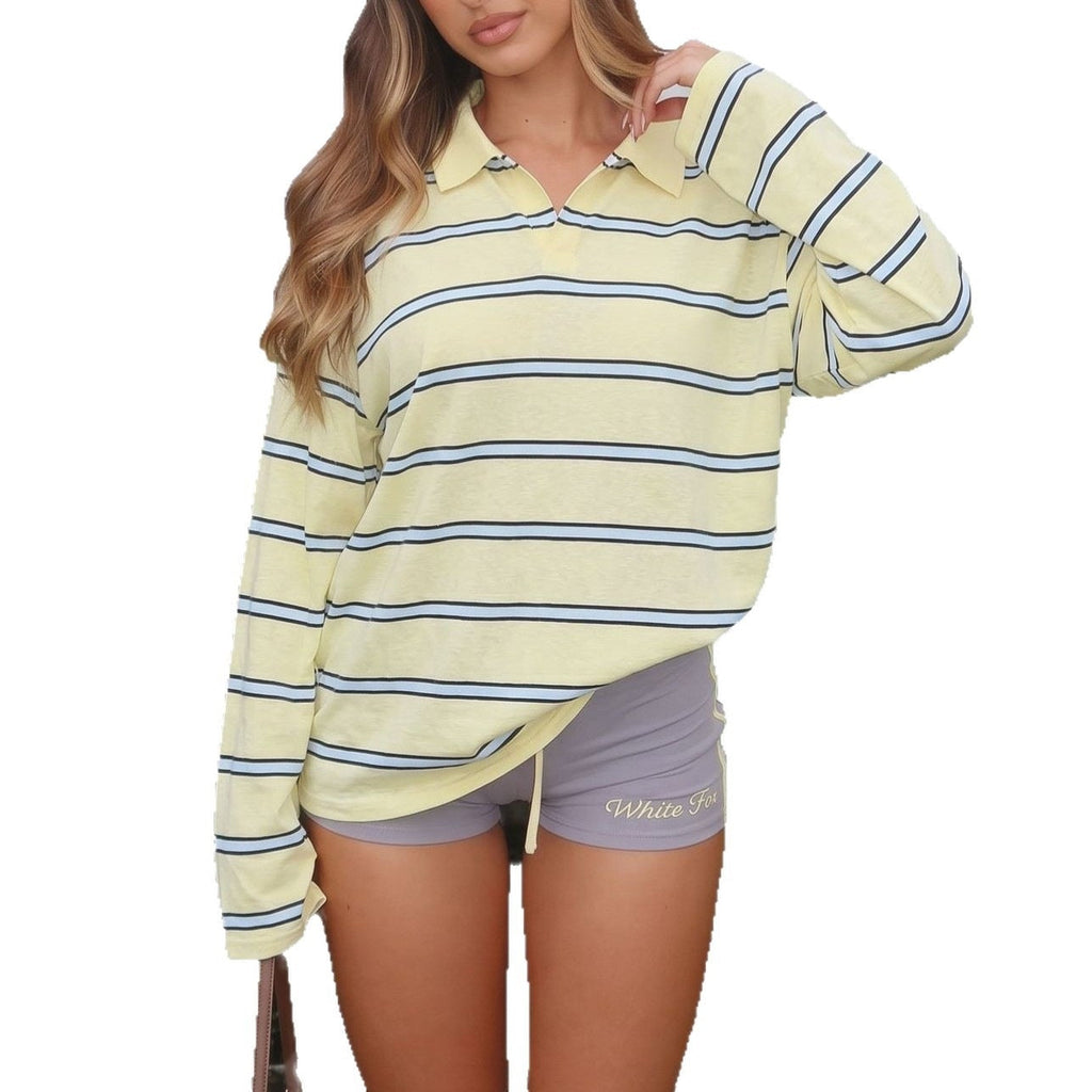 Oversize Poloshirt Damen mit langen Ärmeln und sportlichem Schnitt | A&B - 5 - Annoboutique