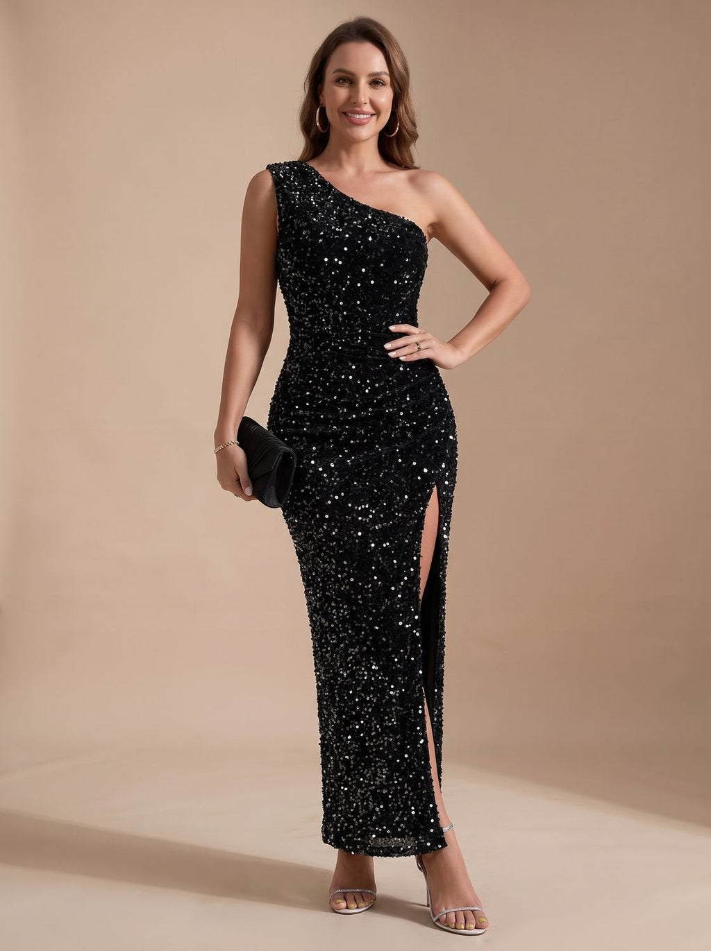 Abendkleid Damen mit asymmetrischem Schnitt und seitlichem Schlitz | A&B - 6 - Annoboutique