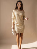 Mini Kleid Damen mit Off-Shoulder Schnitt und funkelndem Design | A&B - 1 - Annoboutique
