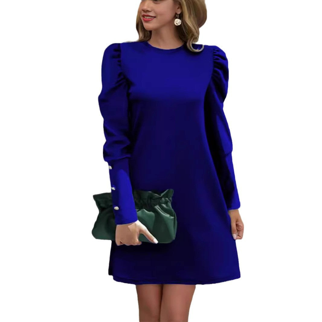 Damen Kleid mit Puffärmeln und eleganten Manschetten | A&B - 5 - Annoboutique