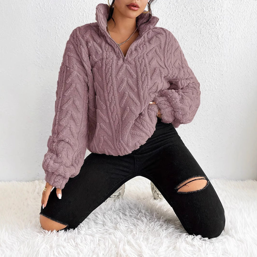 Pullover Damen mit hohem Kragen und strukturiertem Design | A&B - 4 - Annoboutique