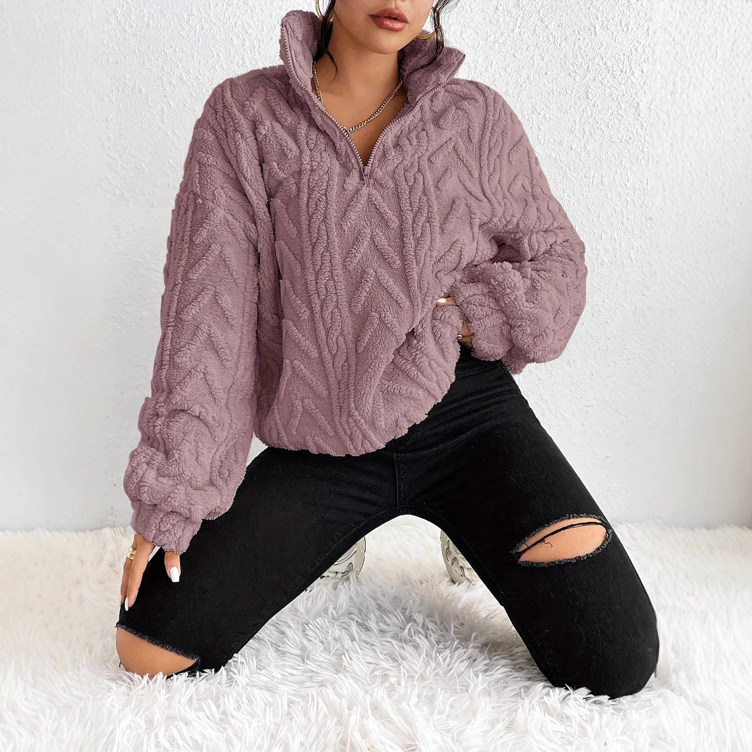 Pullover Damen mit hohem Kragen und strukturiertem Design | A&B - 4 - Annoboutique