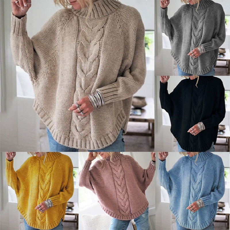 Pullover Damen mit Stehkragen und Zopfdesign | A&B - 1 - Annoboutique