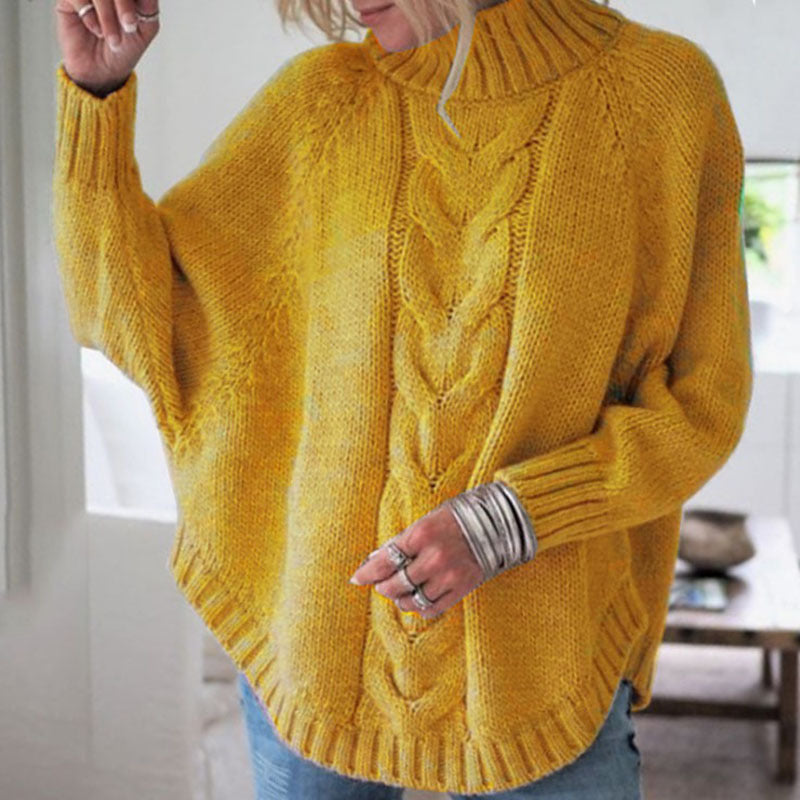 Pullover Damen mit Stehkragen und Zopfdesign | A&B - 2 - Annoboutique