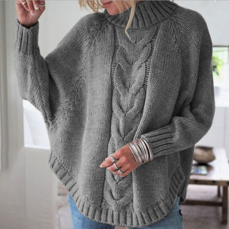 Pullover Damen mit Stehkragen und Zopfdesign | A&B - 3 - Annoboutique