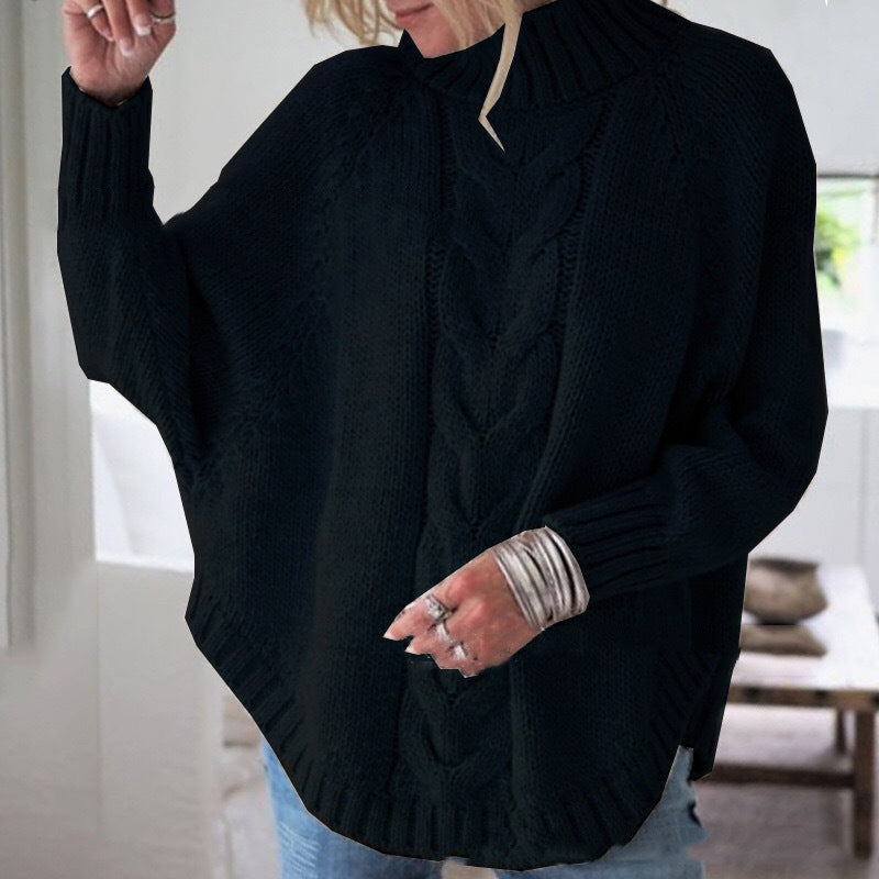Pullover Damen mit Stehkragen und Zopfdesign | A&B - 4 - Annoboutique