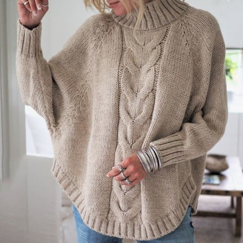Pullover Damen mit Stehkragen und Zopfdesign | A&B - 5 - Annoboutique