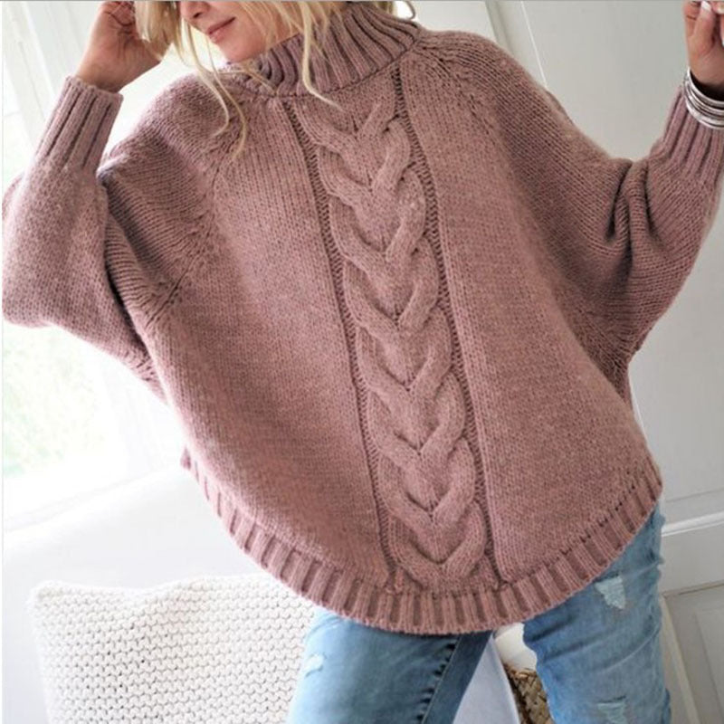 Pullover Damen mit Stehkragen und Zopfdesign | A&B - 10 - Annoboutique