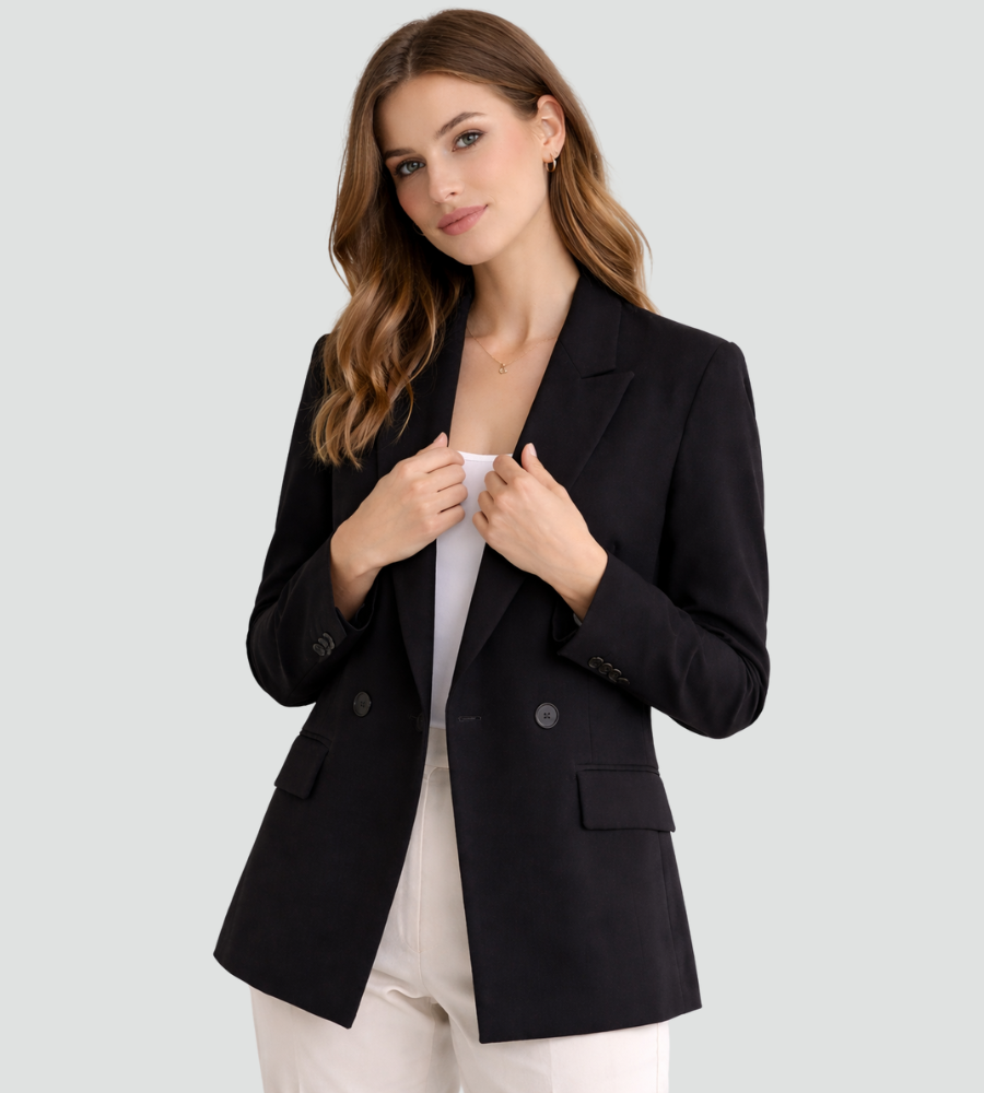 Blazer Damen mit tailliertem Schnitt und doppelter Knopf-Front | A&B - 5 - Annoboutique