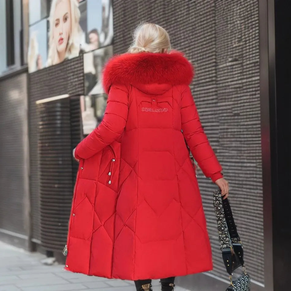 Damen Steppmantel mit Kapuze und Fellbesatz | A&B - 4 - Annoboutique