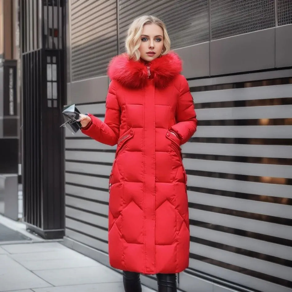 Damen Steppmantel mit Kapuze und Fellbesatz | A&B - 12 - Annoboutique