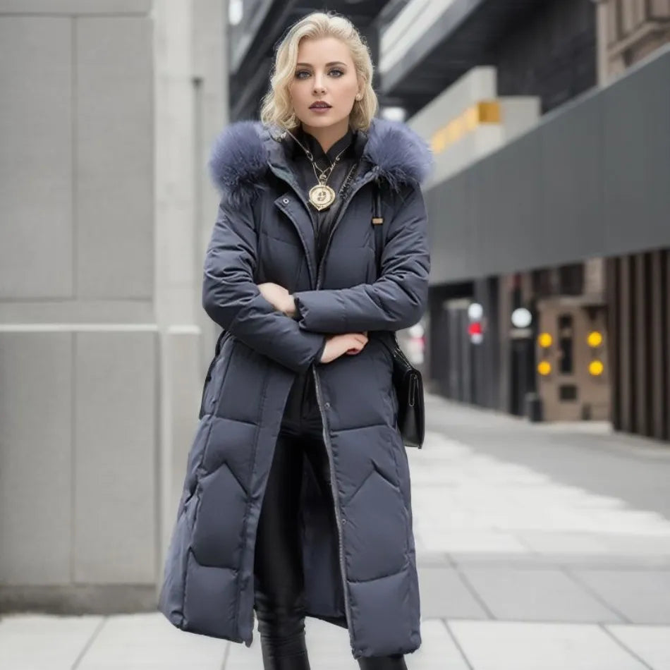 Damen Steppmantel mit Kapuze und Fellbesatz | A&B - 13 - Annoboutique