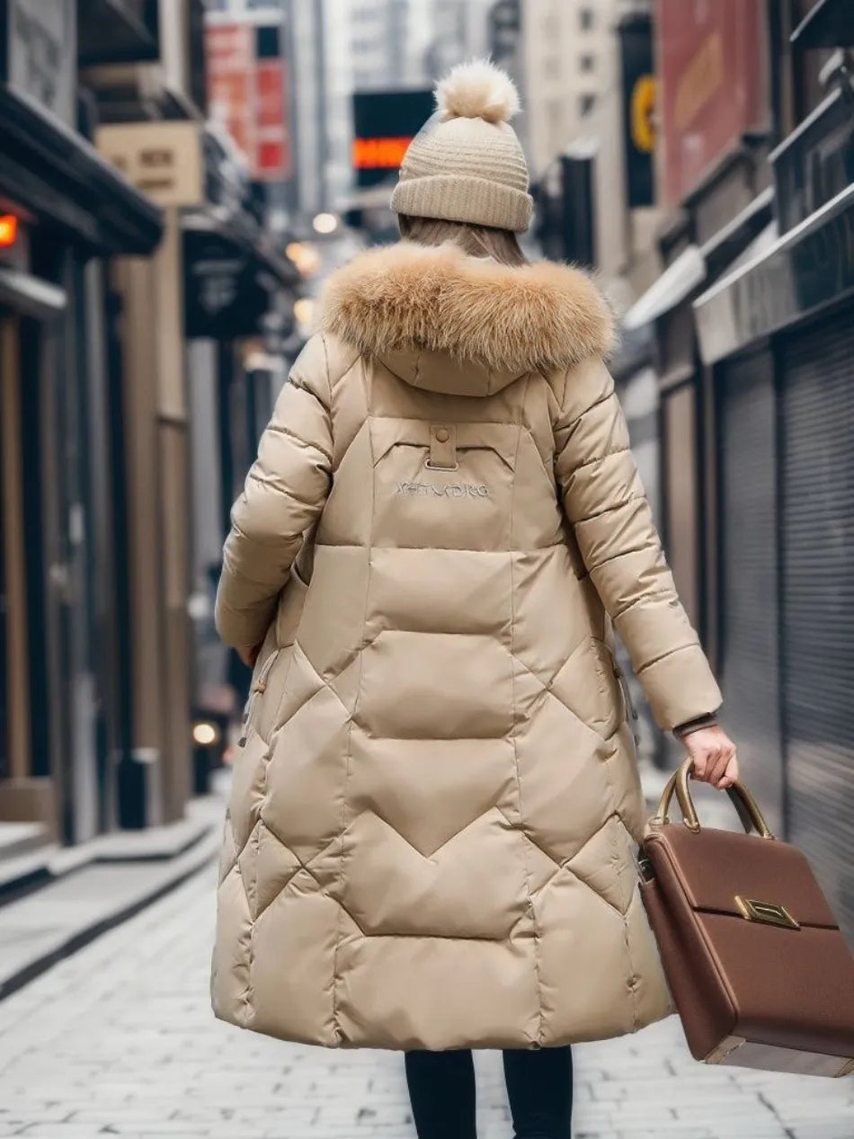 Damen Steppmantel mit Kapuze und Fellbesatz | A&B - 15 - Annoboutique