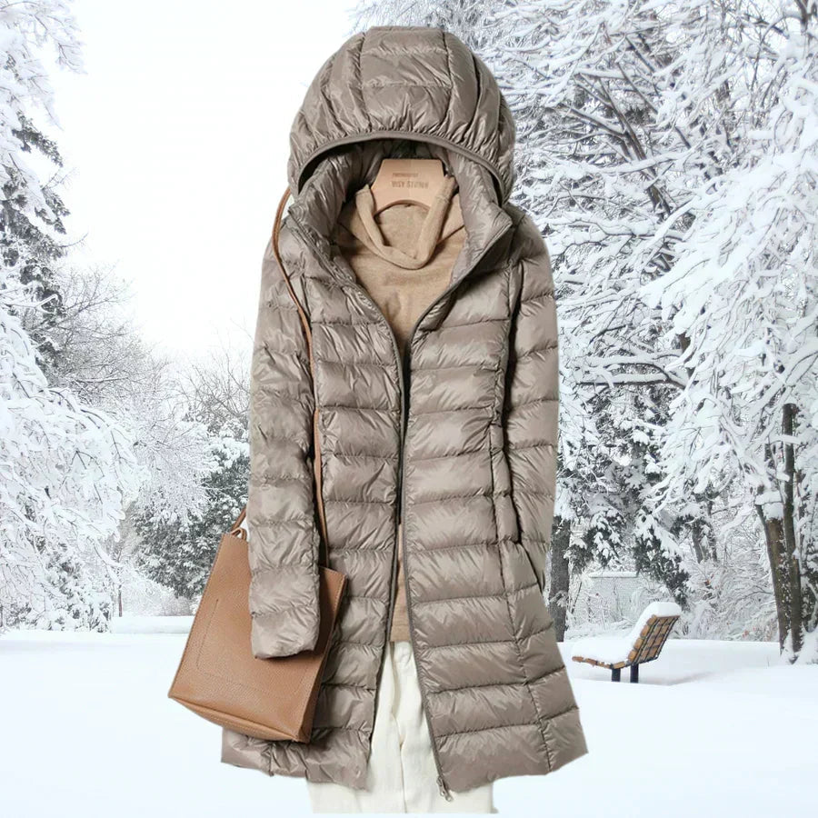 Winterjacke Damen tailliert mit Kapuze und mittellanger Form | A&B - 1 - Annoboutique