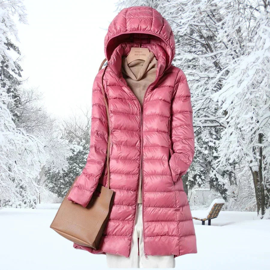 Winterjacke Damen tailliert mit Kapuze und mittellanger Form | A&B - 5 - Annoboutique