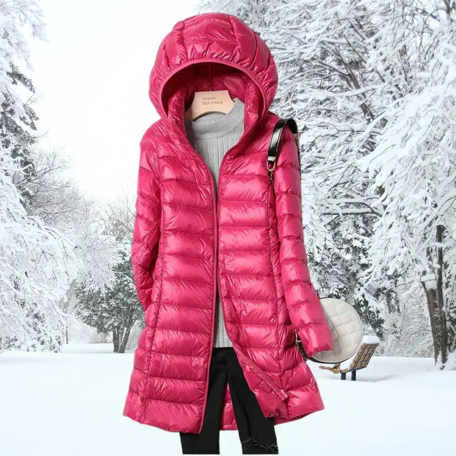 Winterjacke Damen tailliert mit Kapuze und mittellanger Form | A&B - 7 - Annoboutique