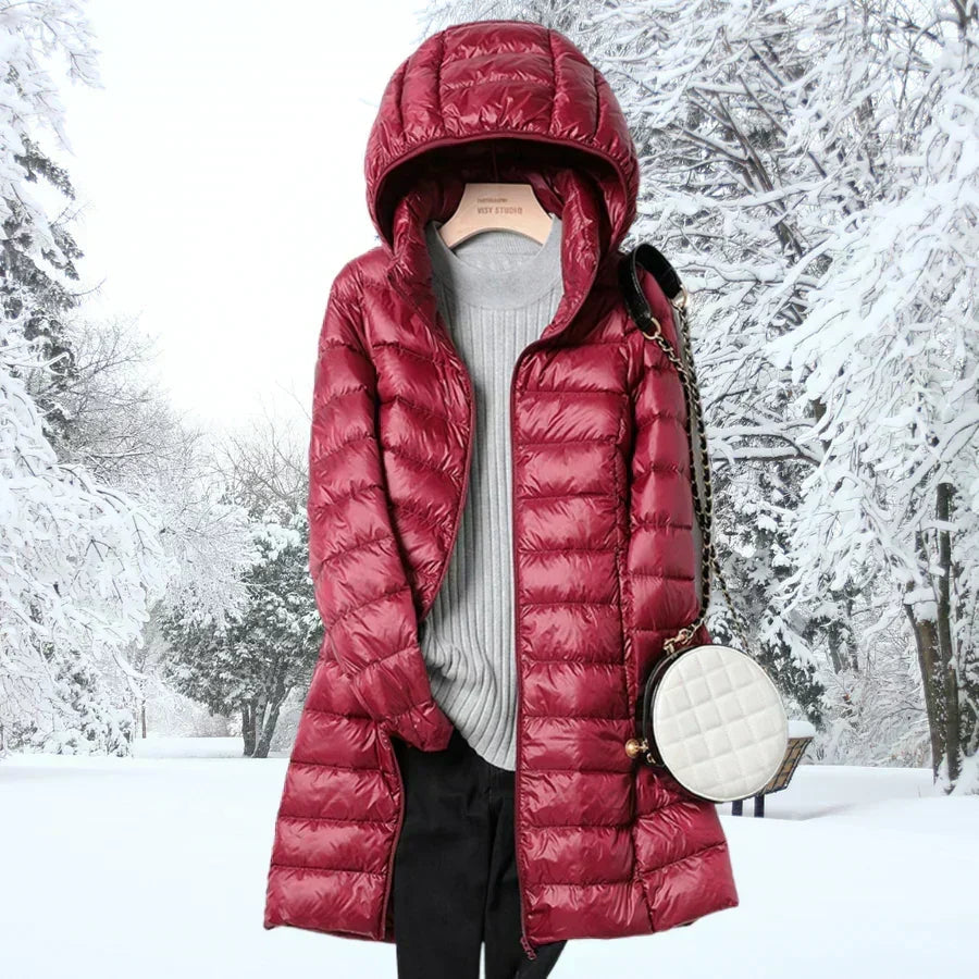 Winterjacke Damen tailliert mit Kapuze und mittellanger Form | A&B - 8 - Annoboutique
