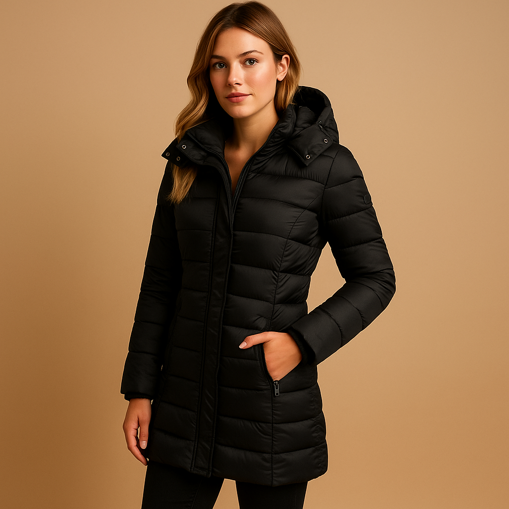Damen Winterjacke mit Kapuze und figurbetontem Schnitt | A&B - 1 - Annoboutique