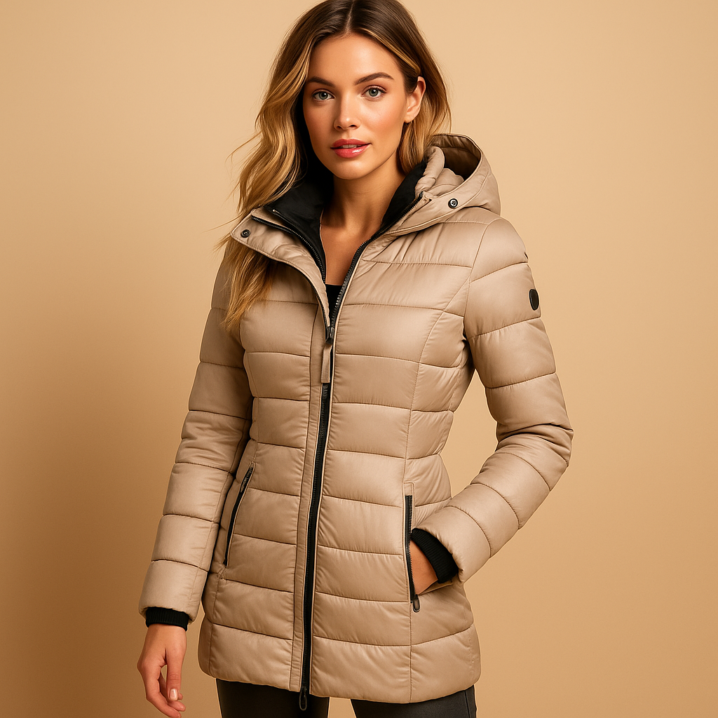 Damen Winterjacke mit Kapuze und figurbetontem Schnitt | A&B - 3 - Annoboutique