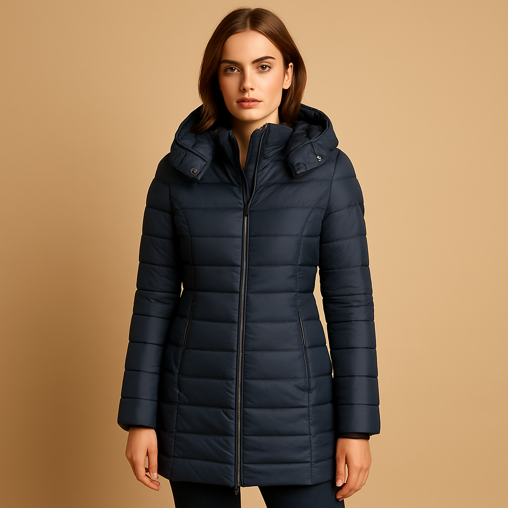 Damen Winterjacke mit Kapuze und figurbetontem Schnitt | A&B - 4 - Annoboutique